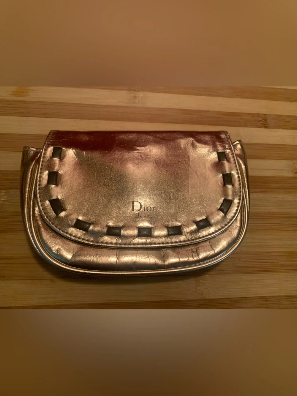 Dior Beauty Pouch Wristlet in Metallic Rose Gold